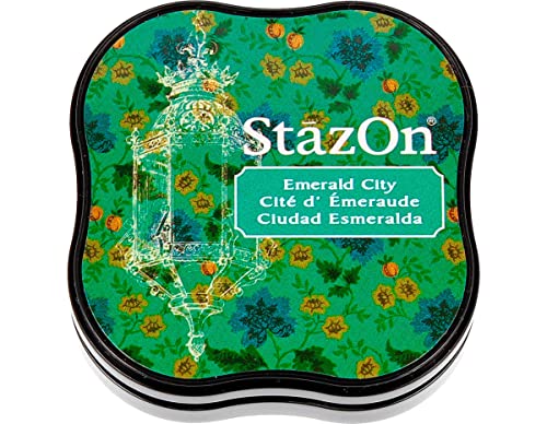 Tsukineko Stazon Midi Esmeralda Ciudad Almohadilla de Tinta, Color Verde, 58x58mm, 3