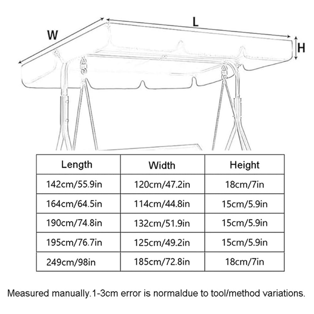 Tettuccio per Dondolo Tetto di Ricambio 164×114cm 195×125cm 249×185cm Tetto di Ricambio per Dondolo da Giardino Impermeabile Anti-UV 2-3 Posti(Yellow,77x49x6in(195x125x15cm))