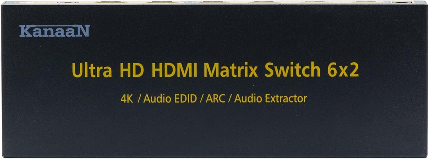 KanaaN Leicke 4K UltraHD HDMI 6x2 Matrix Switch met afstandsbediening | 5.1 Surround SPDIF Optisch