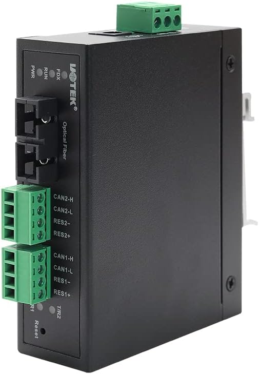 100M Fiber to CAN Bus Converter 100M Ethernet Optic to CAN 2 Ports TCP/IP Can Modbus with Isolation ESD Protection Support CAN 2.0 Protocol UT-6502SM-SC