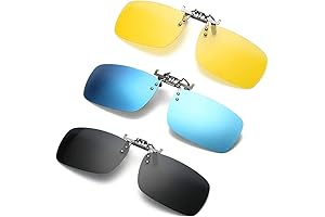 3 PACK Clip on Sunglasses For Prescription Glasses