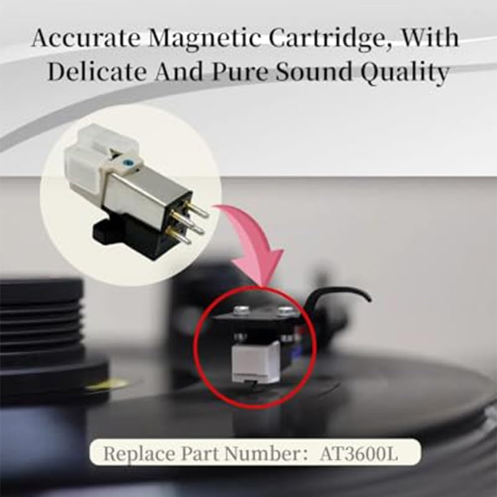 AT3600L - Cartuccia magnetica per giradischi in vinile LP con magnete mobile, ago di ricambio bianco (3 pezzi)