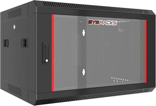 Sysracks Rack para servidores - Montaje en Pared, Negro, 6U, 18" Profundidad, Compatible con Servidor, Metal