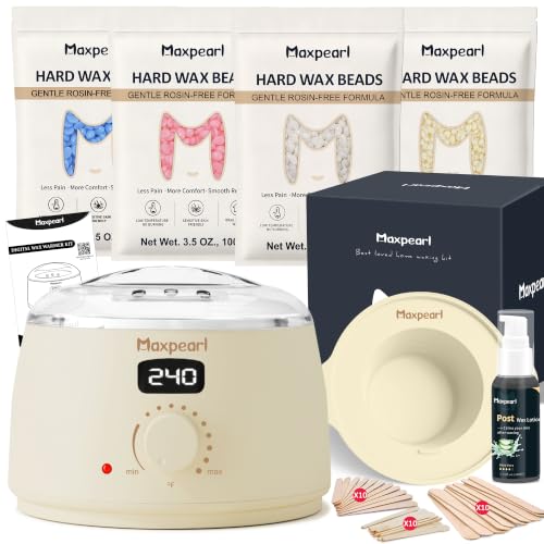 Maxpearl Digital Waxing Kit with Silicone Pot, Easy to Use, Beige