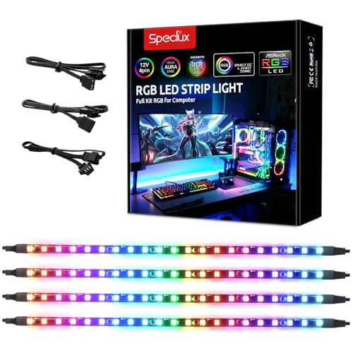 Image of Magnetic NEON Addressable RGB PC LED Strip, 4x13.7inch Flexible Diffused Silicon ARGB Strip for 5V 3-pin LED Header, Compatible with ASUS Aura SYNC, Gigabyte ARGB Fusion (4 Strips)