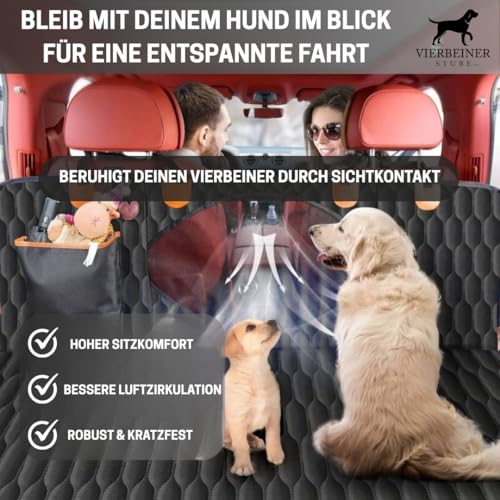 VierbeinerStube® Autoschondecke Hund Rückbank – Wasserdicht, rutschfest, waschbar – Rücksitz Schutzdecke mit Seitenschutz – Universalgröße Auto, SUV & Kombi