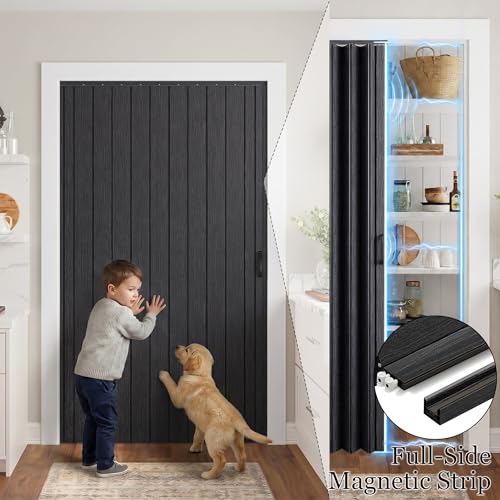 Image of SmartStandard 42 inch x 80 inch Accordion Doors, Double Walled, Classic Black