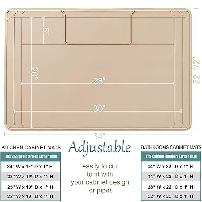 The Original Under Sink Protector Mats, Trimmable Under Sink Mat, Easy to Clean