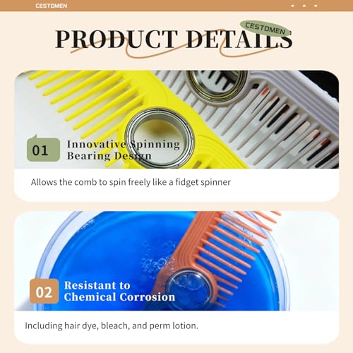 Peine rotatorio para cabello de dientes anchos morado miniatura 3