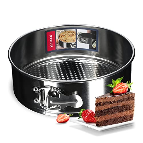 KADAX Tortenform, Ø 21,5cm-30cm, Springform aus verzinkten und Antihaftschicht Blech, runde Backform, Kuchenform mit Flachboden, auslaufsicher (∅ 24cm, Silber)