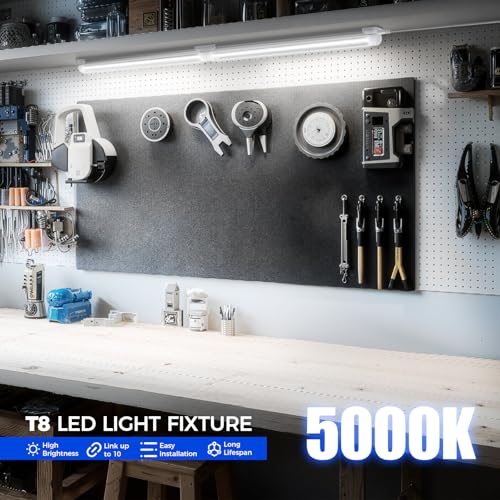 Image of Barrina T8 LED Shop Lights 1.5FT, 25W 3450LM 5000K, 2 Pack High Output Tube