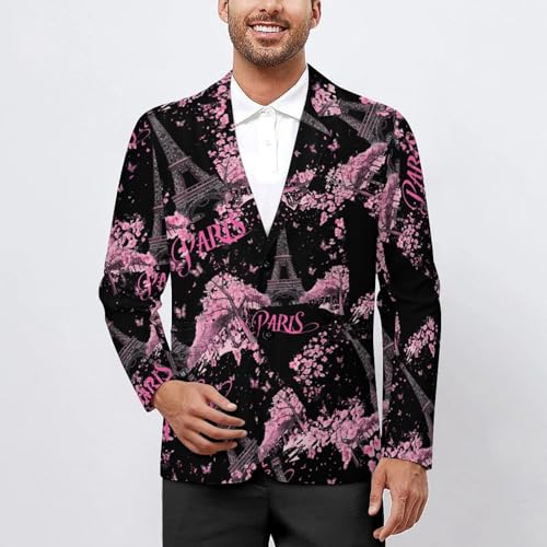 Paris France Eiffel Tower Men's Suits Dress Business Formal Suit Print Jackets Coat for Wedding Party2