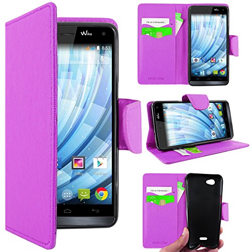 ebestStar - Coque Compatible avec Wiko Getaway Etui PU Cuir Housse Portefeuille Porte-Cartes Support Stand, Violet [Appareil: 143 x 69.5 x 7.2mm, 5.0'']