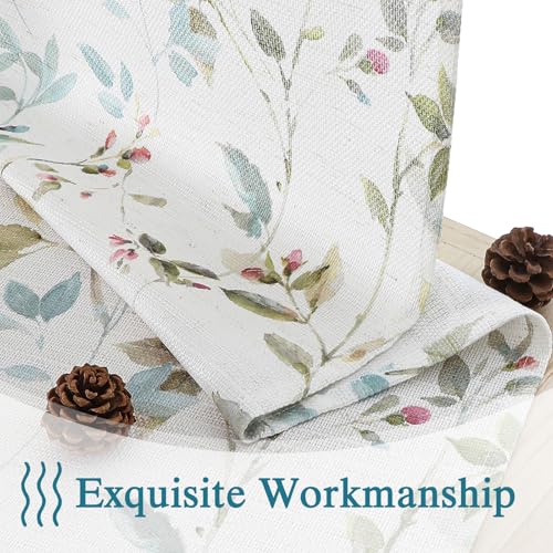 Image of Chyhomenyc Light Filtering 90 Inch Window Curtains - Linen Blend Floral Printed Curtains Drapes for Living Room, Soft Farmhouse Curtain for Bedroom, 52Wx90L Inch, 2 Panels