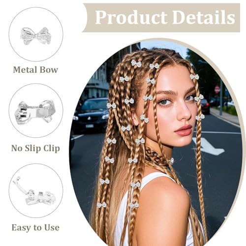 Pinzas de cabello con lazo plateado mini 20 piezas miniatura 2