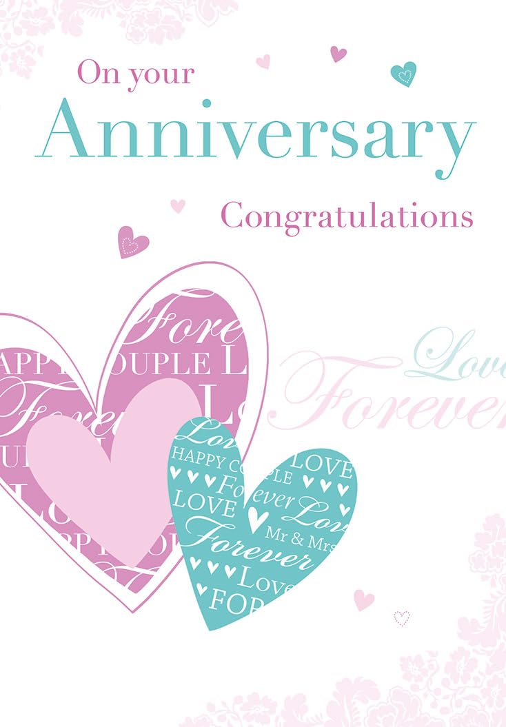 Piccadilly Greetings Anniversary Card, On Your Anniversary Congratulations - 7 x 5 inches