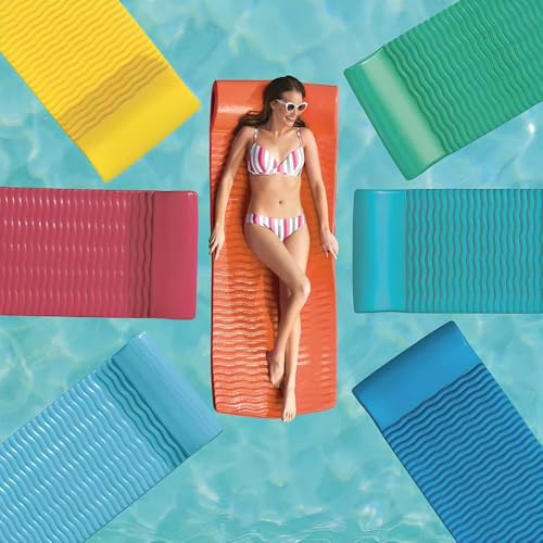 Aqua Select Unsinkable Pool Floats| Blue | Lounger for Swimming Pools with Built-in Pillow | Raft Measures: 72\" x 26\" | 1.75\" Thick Pool or Lake Float for Adults up to 300 lbs | Floating Water Mats