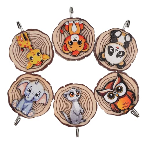 DIKACA 6 Piezas Pared Adhesivos de Madera Animales de Decorativos sin Clavos Colgar Toallas Abrigos y Sombreros Moderno