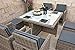 Ragnarök PolyRattan - DEUTSCHE Marke - EIGENE Produktion - 8 Jahre Garantie - Gartenmöbel Essgruppe Tisch 4 Stuhl Hocker 12 Polster Grau Rostfrei Aluminium Natur Dining Würfel Glas