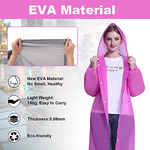 Vicloon Regenponcho, 2 Stück Regenponcho Einweg, Unisex Wiederverwendbar Transparent Regenmantel, PEVA Tragbarer Wasserdicht Regencape, Atmungsaktiv Regenjacke für Reisen, Wandern, Radfahren & Camping