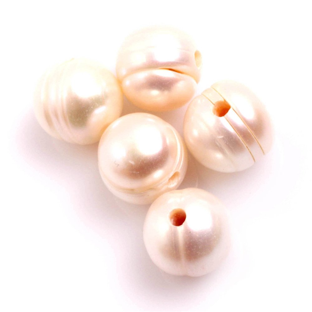 10-11MM 10 pcs 2mm Big Holes Troll Cultured Freshwater Pearl Beads for Jewelry Making (White)