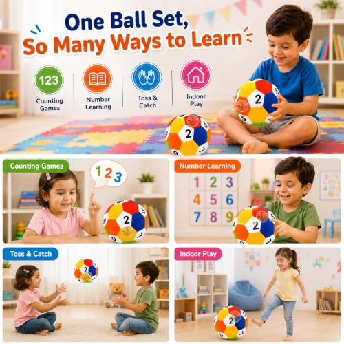 Image of Counting Soft Ball Pack of 2, Soft Ball 15 cm Educational Number Learning Balls for Kids, Soft Colorful Indoor Outdoor Play Toy, Counting & Activity Ball