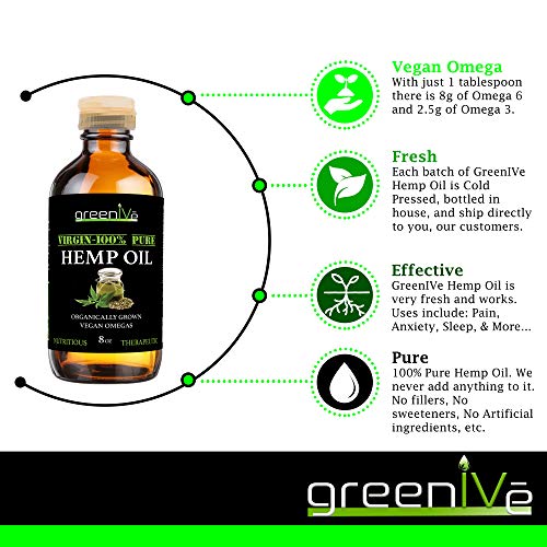 GreenIVe - Hemp Oil 910,000mg - Anti-Inflammatory - Vegan Omegas - Cold Pressed - Exclusively on Amazon (32 Ounce)