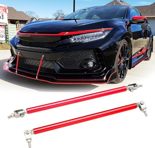 Image of Red Big Front Splitter Support Rods, Strut Rods for Cars Vehicles, 8''-11'' Automotive Replacement Bumper Lip Splitter Bars Fit Adjustable Universal Stylish-Look