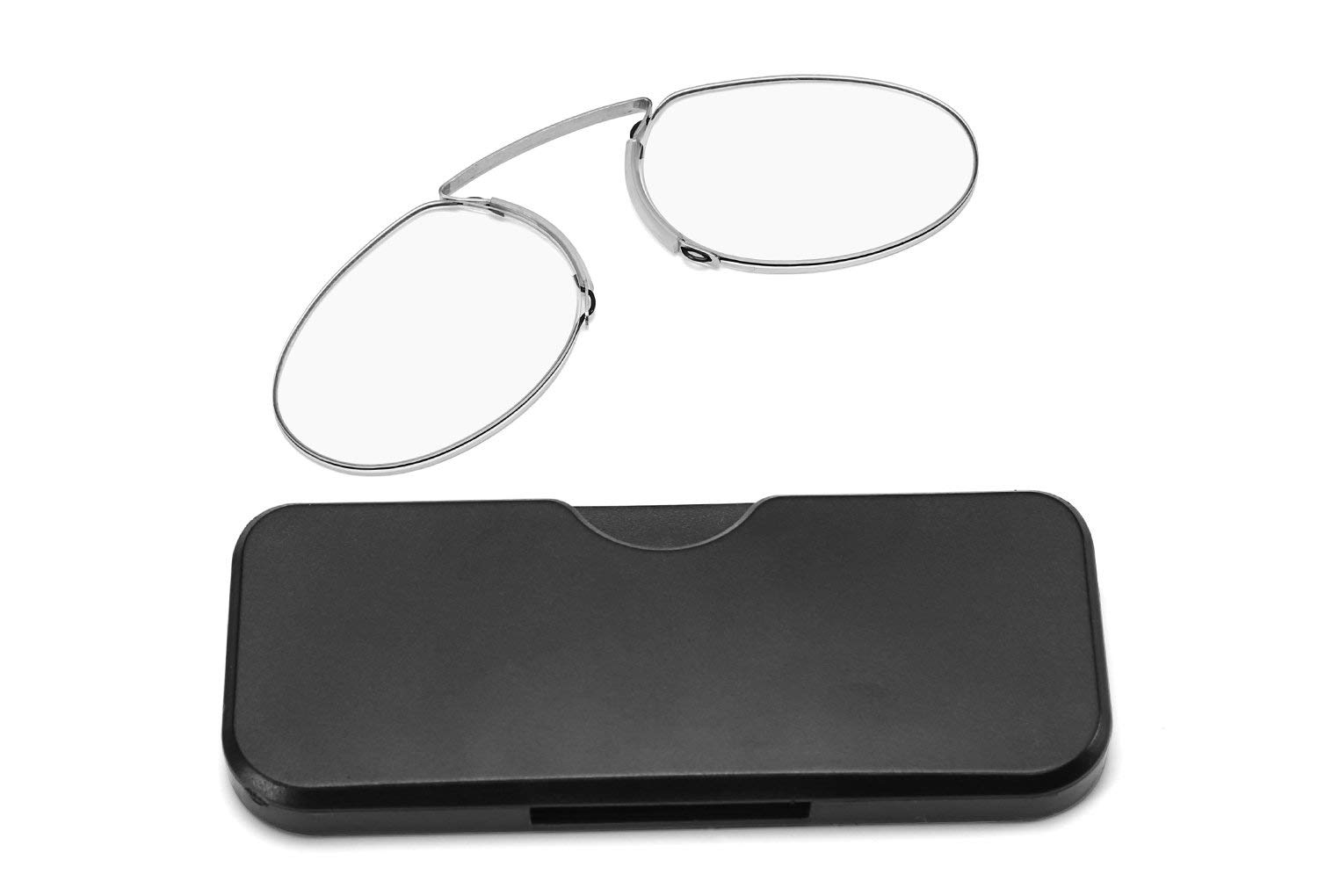 Ghzzy Men's Black Clamp Nose Resting Pinching Reading Glasses For & Wo - Armless Reading Glasses With Case - Portable Readers,,+1.50