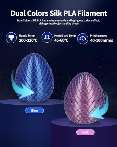 Image of LANDU Silk Dual Color PLA Filament 1.75mm 1KG, 3D Printer Filament Dimensional Accuracy + /- 0.02mm, Coextrusion Filament PLA Shiny Filament Fits for Most FFF 3D Printers,1KG Spool,Blue Pink