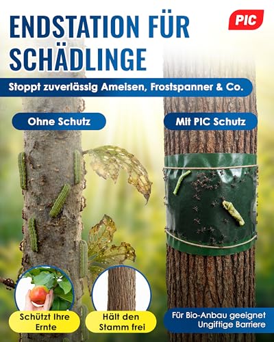 PIC Leimringe für Obstbäume selbstklebend - 5 Meter Leimring, stammschutz für obstbäume - Baumschutz, Baumleimring gegen Ameisen Raupenleim für Obstbäume als Ring, Baumstamm Schutz 2