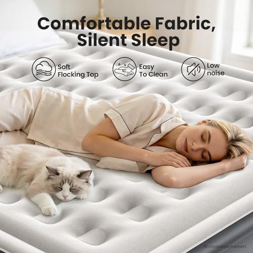 Image of OlarHike King Size Air Mattress with Built in Pump, 18 inch Blow Up Bed, 850lb