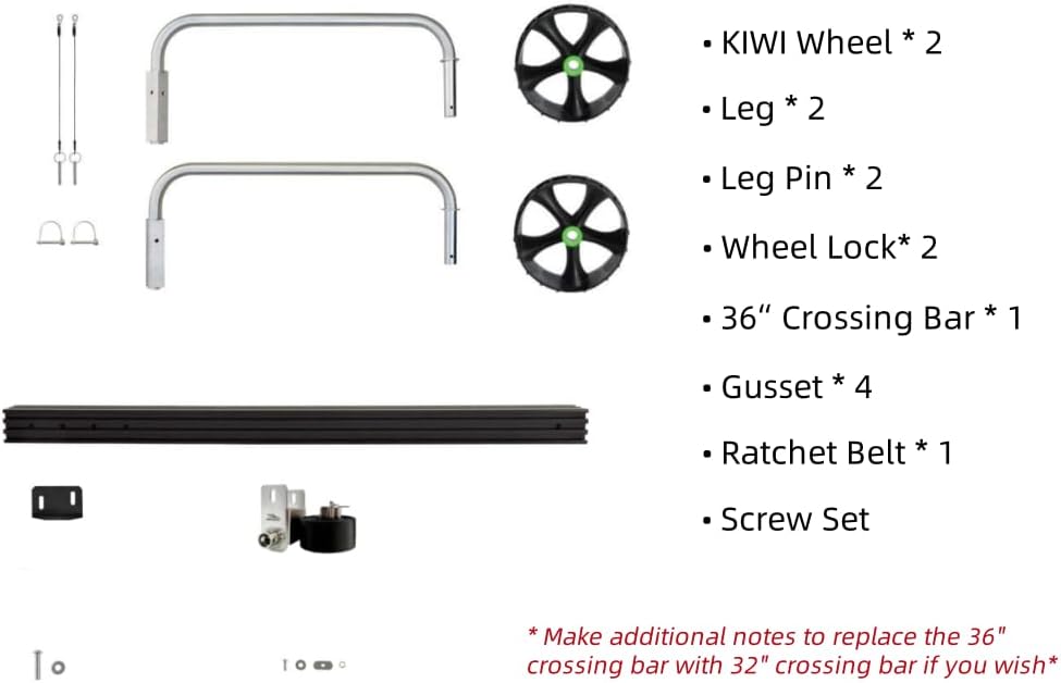 Kayak Trolley Cart Package, Wheels for Fishing Kayak Transport, Kayak Carrier Dolly Cart with 10″ Flat-Free Wheels (Track Mount Package)(Black,36")