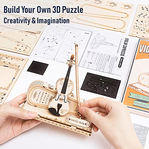 Rokr 3D Puzzles Wood Craft Kits Mini Musical Instrument Model Kit Collectibles Home Desk Decor (Violin Capriccio) #TOP4