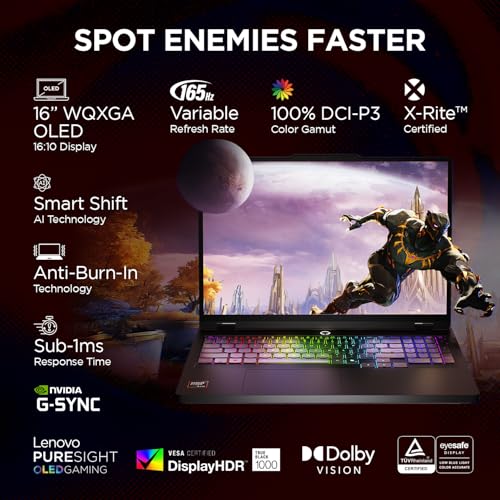 Image of Lenovo Legion Pro 5 2025 AMD Ryzen 9 9955HX | NVIDIA RTX 5070 8GB (32GB RAM /1TB SSD /WQXGA OLED /165Hz /16 (40.6cm) /Windows 11 /Office 2024+AI Now /Black /2.3Kg), 83F20036IN AI Powered Gaming Laptop