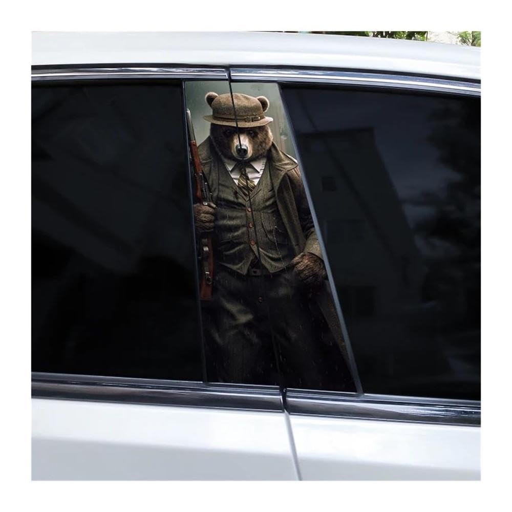 Decorative Items 2pcs Animal Pattern Car B-Pillar Scratch Resistant Decoration Decals(D)