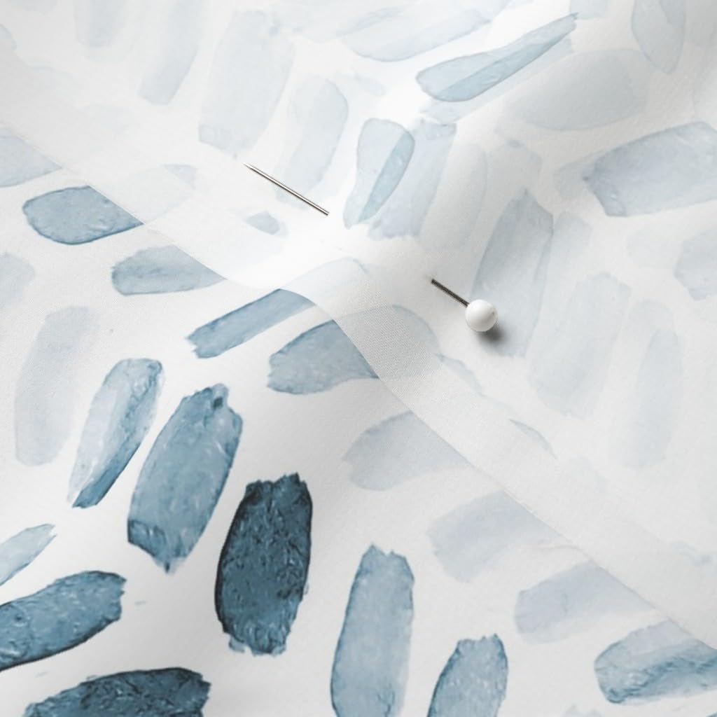 Spoonflower Fabric - Blue Watercolor Herringbone Vertical Pattern Print Painterly Printed on Chiffon Fabric by The Yard - Sewing Fashion Apparel Dresses Home Decor