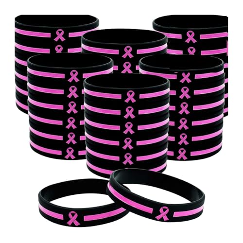 Pqahffowr 36 - Pulseras de sensibilización en el pecho a granel, accesorios, pulseras simples de silicona con rosa