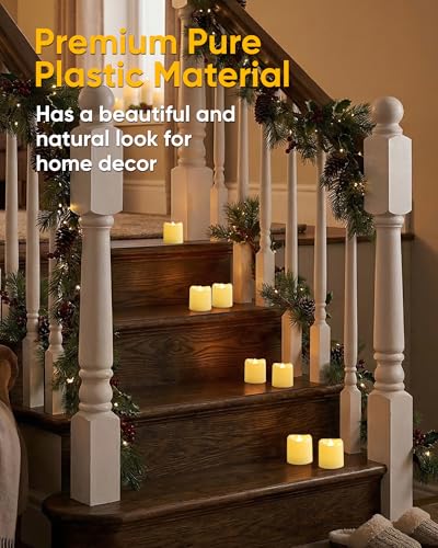 Image of 5plots 12-Pack Flameless Candles with Timer, Realistic 3D Flickering Votive Candles, 6H Timer Built-in, 150+Hour Battery Operated Tealights for Wedding, Festival, Indoors, Home Decor(Ivory Base)