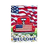 Gifted Living Garden Sublimation Printed Suede Patriotic Pup Truck Flag, 18