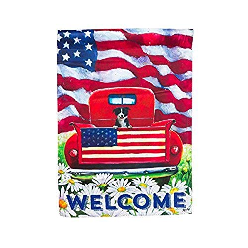 Evergreen Flag Patriotic Pup Suede Garden Flag - 12.5 x 18 Inches Outdoor Decor for Homes and Gardens