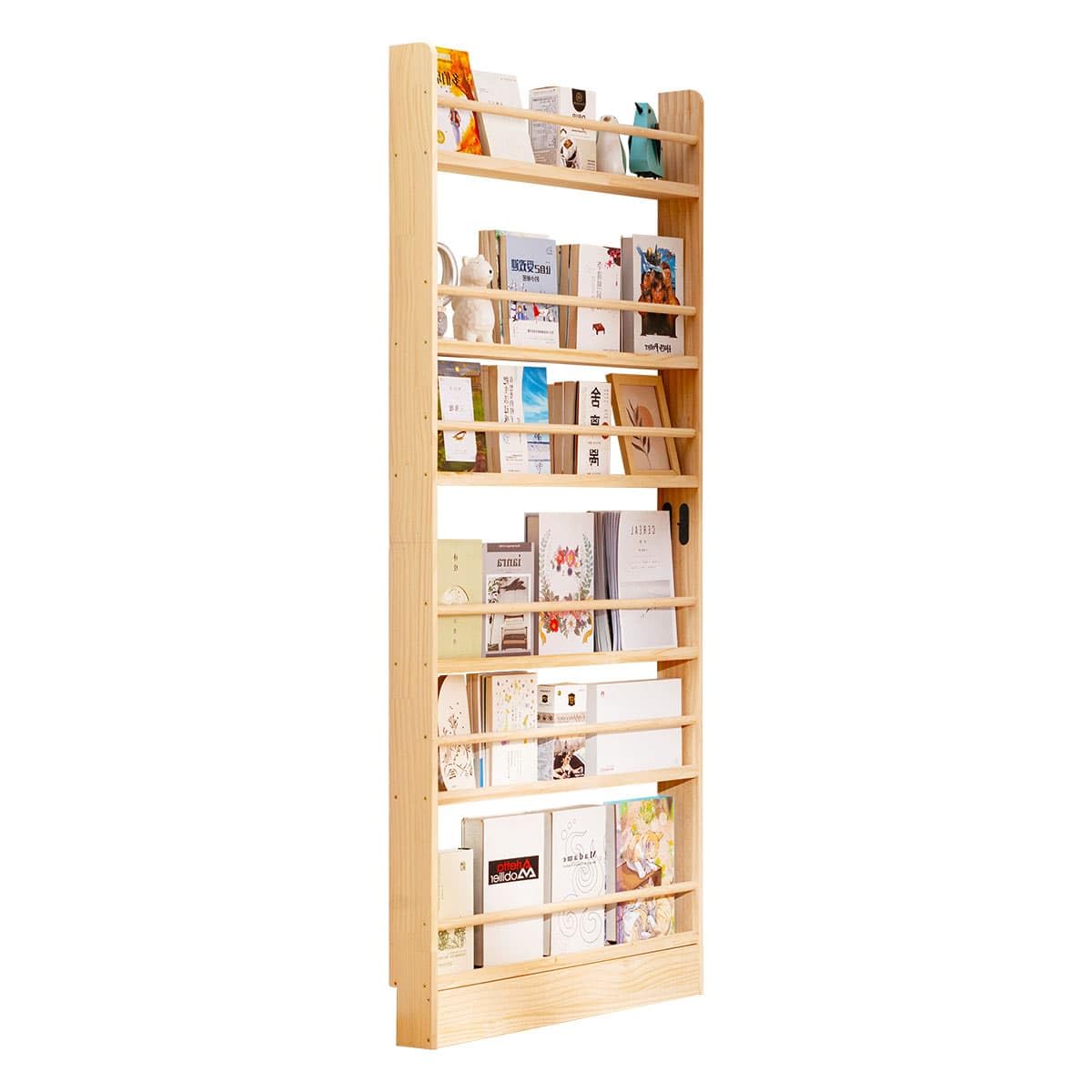 Libreria Verticale Salvaspazio in Legno, 6 Ripiani, 70x10x174 cm