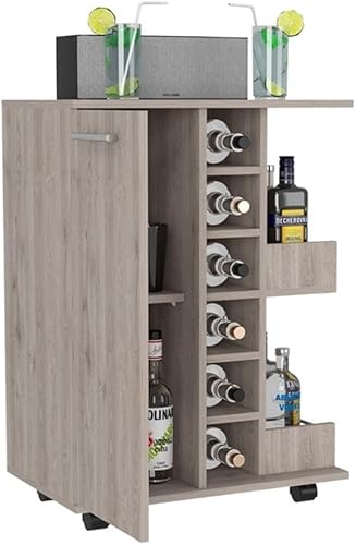 Vista 17 de TUHOME Carrito de barra de madera de ingeniería en negro