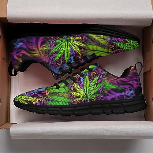 Marijuana Shoes for Men Women Pot Leaf 420 Weed Sneakers Cannabis Leaf Walking Running Tennis Shoes3
