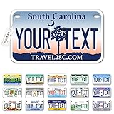 InkMyPlate Custom South Carolina Small Plate | 7x4 in | 3 Sizes | Custom Mini Tags for Kids Bicycles | Power Wheels | Wagons | ATV | USA Thick .040 Aluminum