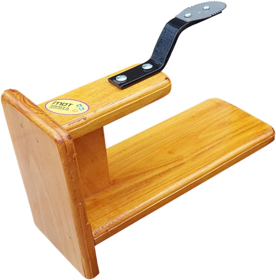 Table Top Polished Wooden Coconut Scraper Grater Shredder Movable Chirava (Jack Wood)