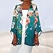Long Sleeve Kimono for Women Lightweight Retro Print Cardigans Casual Duster Blouse Tops Coat 3/4 Sleeve Jackets Plus Size Halloween Costumes Womens Basics（4-Green,3X-Large）