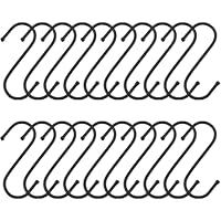 Lxtness 20 Stück S Haken Schwarz, Edelstahl Haken Zum Einhängen, S Hacken Klein Schwerlasthaken Doppelhaken Aufhängehaken für Garderobe, Küchenhaken, Garderobe,Kleiderstange