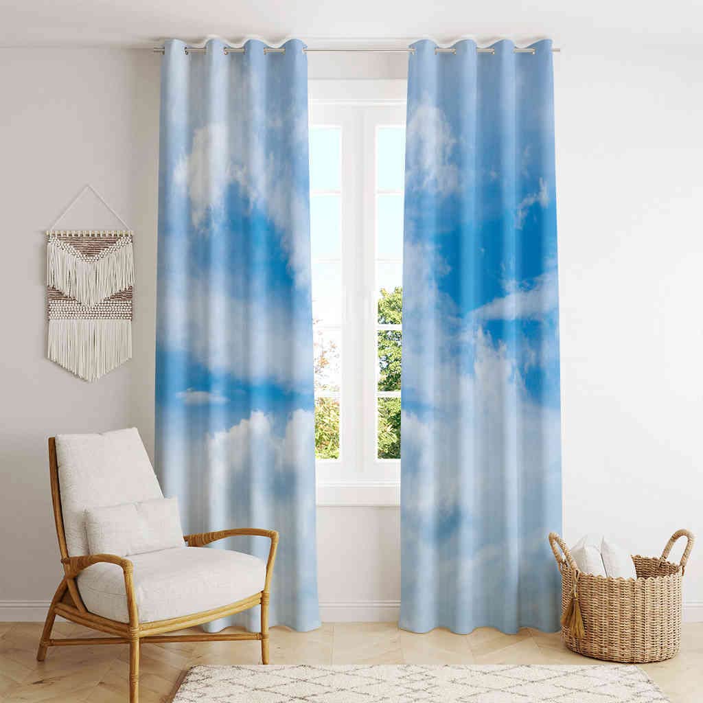 Amazon｜MOFIDOSA 遮光カーテン 2枚組 青い空の晴れた日の雲 防寒 断熱