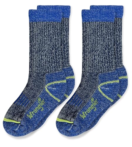 Wrangler Boys' Merino Wool Half Cushion Seamless Rib Crew Socks 2 Pair Pack